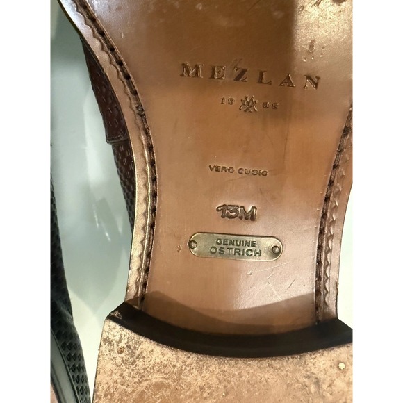 Mezlan Brown Genuine Ostrich Men\'s Loafer Size 13M